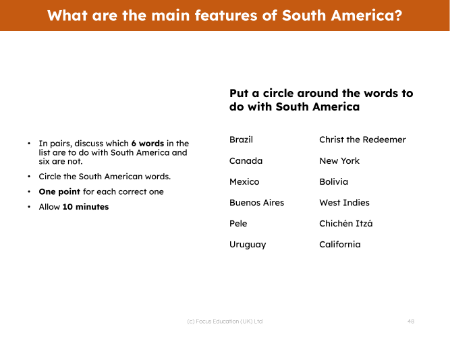 Word sorts - South America