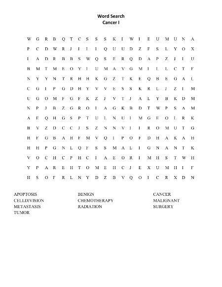 Cancer (Volume 1) - Word Search