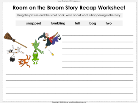 Room on the Broom - Lesson 5 - Story Recap Worksheet 1