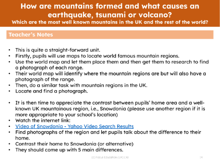 Which are the most well known mountains in the UK and the rest of the world? - Teacher notes