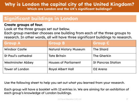 Significant buildings in London - Research task