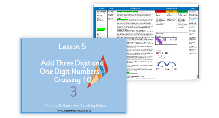Add three-digit and one-digit numbers crossing 10