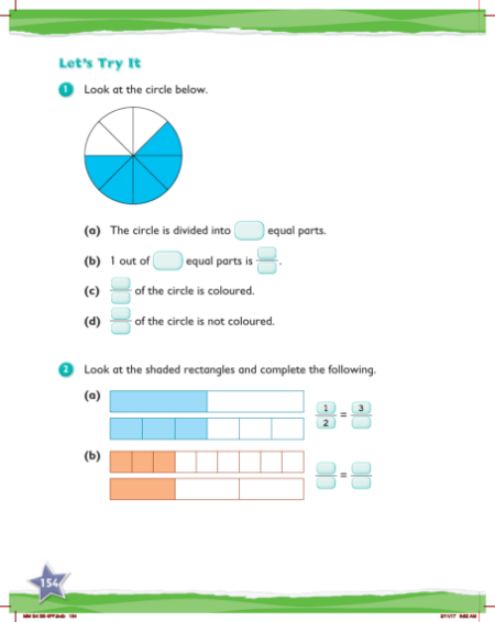 Max Maths, Year 4, Try it, Parts of a whole and equivalent fractions (1)