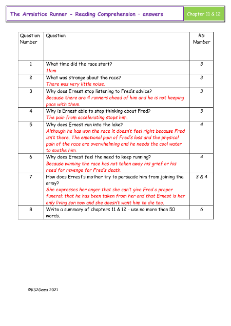 4. Reading Comprehension Answers