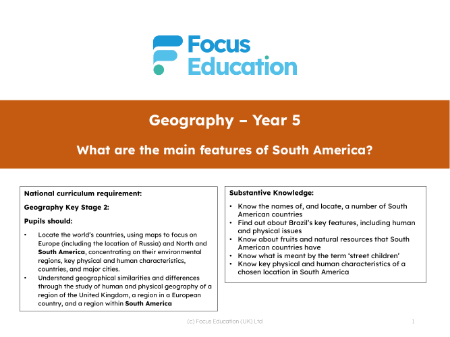 Long-term overview - South America - 4th Grade