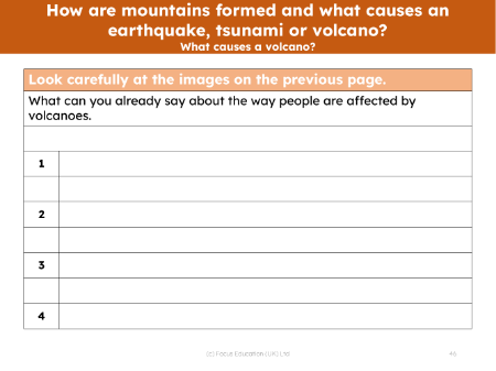 How are people affected by volcanoes? - Worksheet