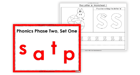Phonics Phase 2, Set 1 - s, a, t, p  - Animated PowerPoint withs teaching unit