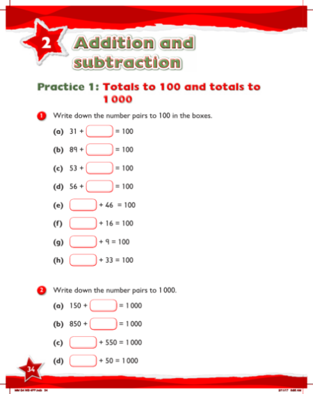 Max Maths, Year 4, Work Book, Totals to 100 and totals to 1000