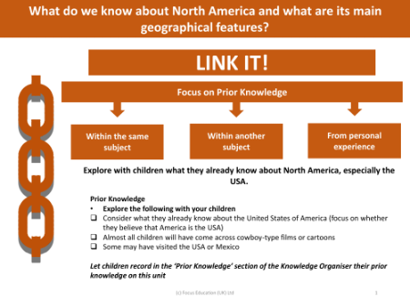 Link it! Prior knowledge - North America - Year 6