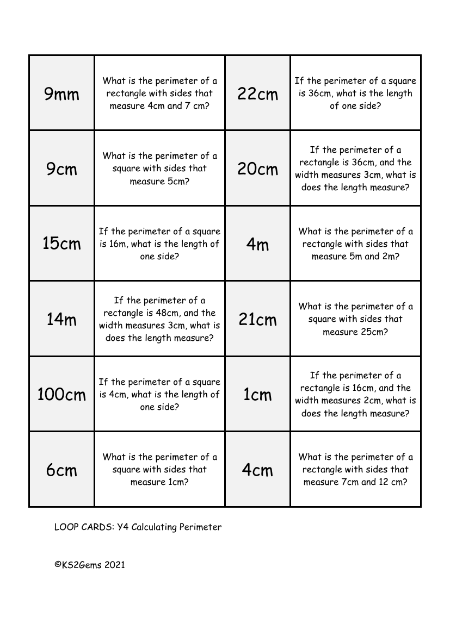 Loop Card Game - Calculating Perimeter