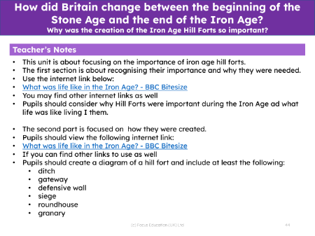 Why was the creation of the Iron Age hill forts so important? - Teacher notes