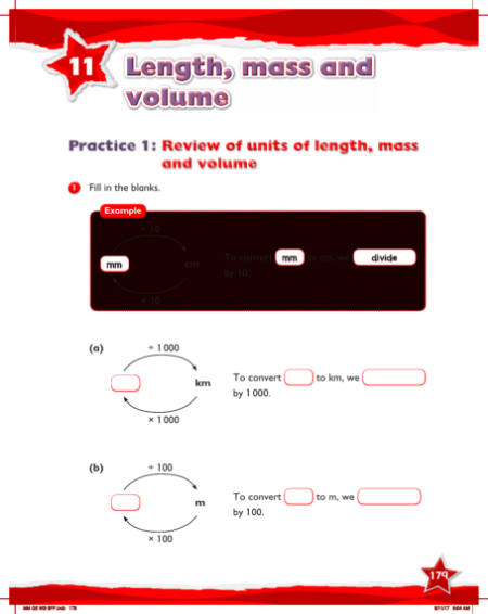 Max Maths, Year 5, Work Book, Review of units of length, mass and volume (1)