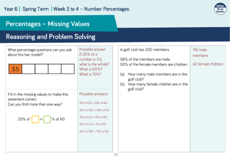 Percentages â€“ Missing Values: Reasoning and Problem Solving