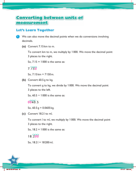 Learn together, Converting between units of measurement (1)