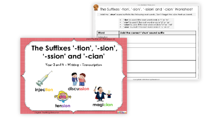 The Suffixes '-tion', '-sion', '-ssion' and '-cian'