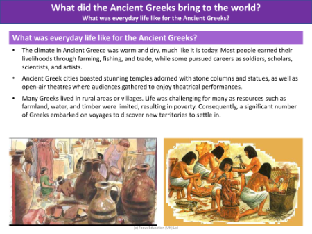 Everyday life for the Ancient Greeks - Info sheet