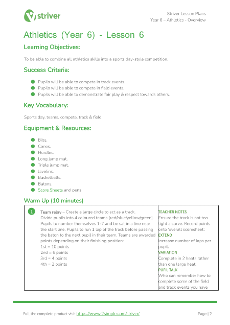 Athletics - Lesson 6