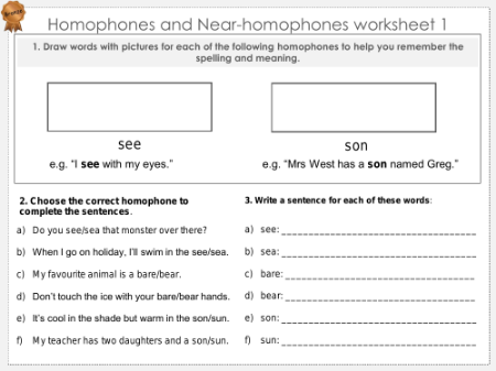 Homophones and Near-Homophones - Worksheet
