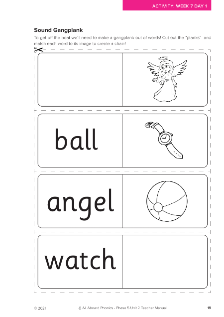 Sound Gangplank matching activity - Phonics phase 4, unit 2 - Worksheet 