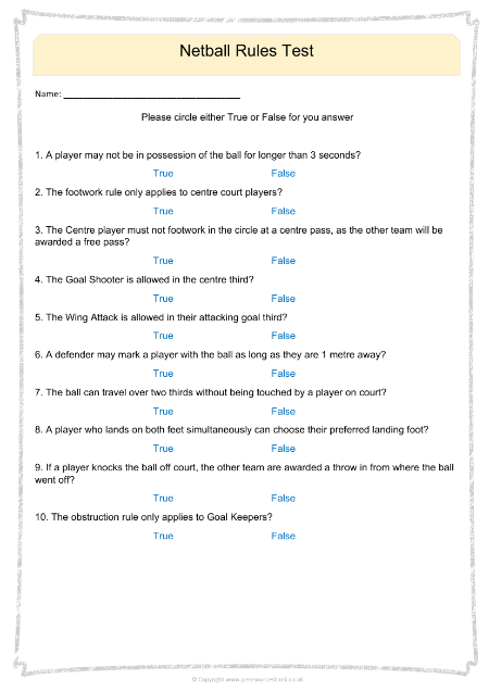 Netball rules test