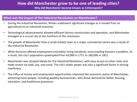 Impact of the Industrial Revolution on Manchester - Info sheet
