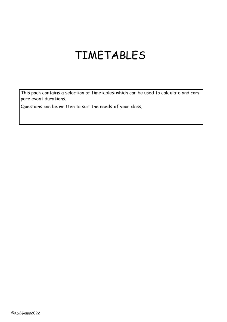 Example Timetables