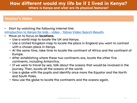 Where is Kenya and what are its physical features? - Teacher notes