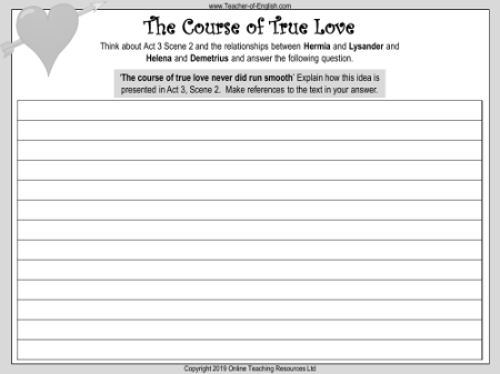 What a Muddle! - The Course of True Love Worksheet