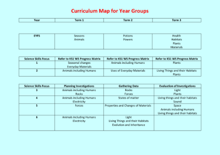 Curriculum Map for Year Groups