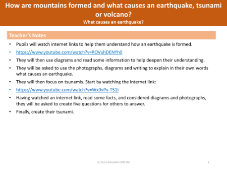 What causes an earthquake? - Teacher notes