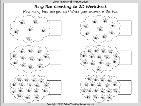 Busy Bee Counting Game - Worksheet