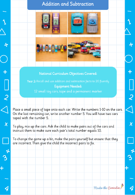 Add and Subtract with toy cars - Practical Maths Activity