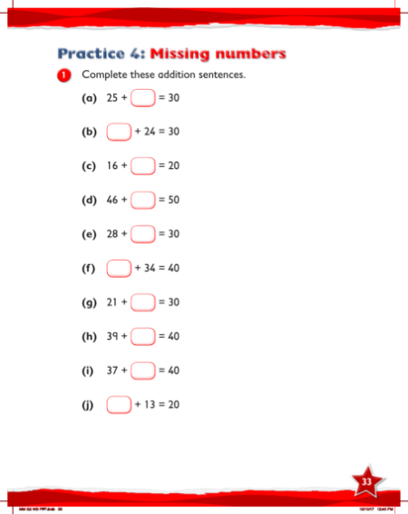 Max Maths, Year 2, Work Book, Missing numbers