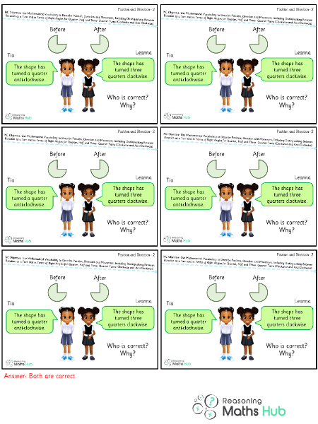 Use mathematical vocabulary to describe position, directions and movement 4 - Reasoning