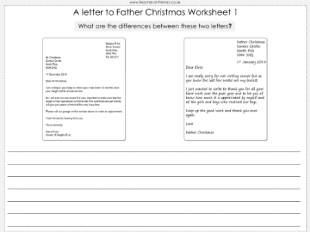 Writing a Letter to Father Christmas - Worksheet