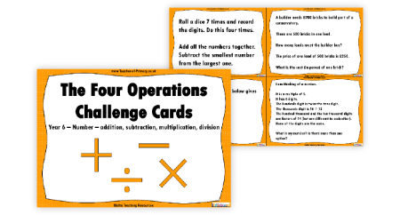 The Four Operations Challenge Cards