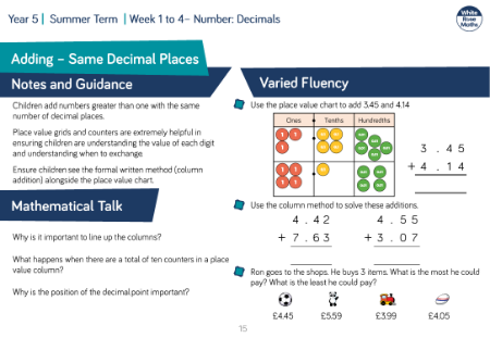 Adding - Same Decimal Places: Varied Fluency