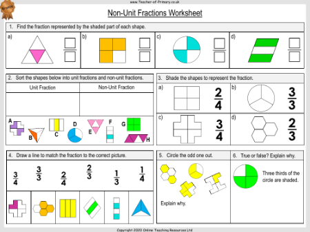 Non-Unit Fractions - Worksheet