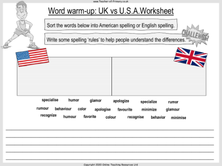 Wonder Lesson 5: How I Came to Life - Word warm-up: UK vs USA