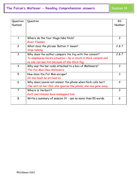 4. Reading Comprehension answers