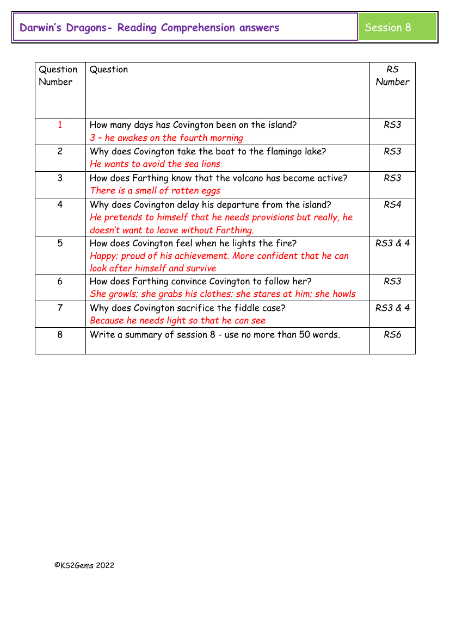 4. Reading Comprehension answers