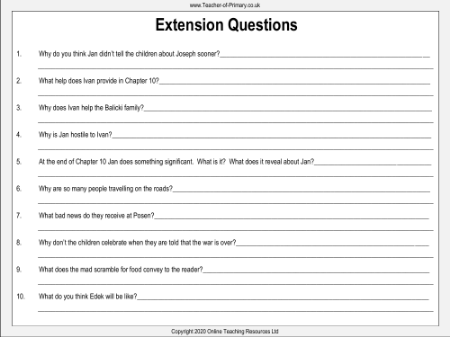 Extension Questions Worksheet