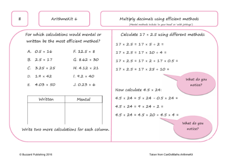 Multiply decimals using efficient methods