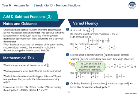 Add and subtract fractions (2): Varied Fluency