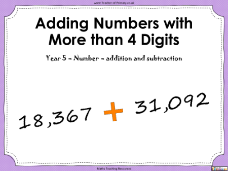 Adding Numbers with More than 4 Digits - PowerPoint