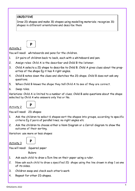 Draw 2D shapes and make 3D shapes worksheet