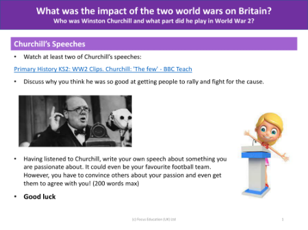 Churchill's Speeches - World War 1 and 2 - Year 6