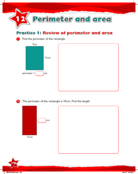 Max Maths, Year 6, Work Book, Review of perimeter and area