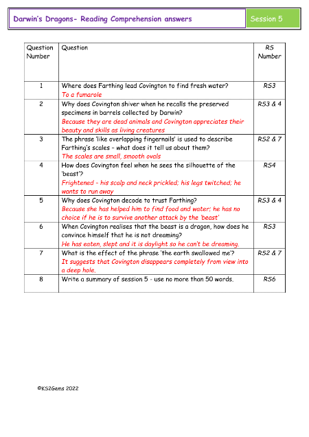 4. Reading Comprehension answers