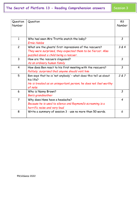 5. Reading Comprehension answers